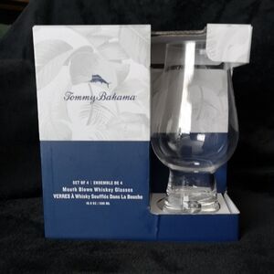 Tommy Bahama Mouth Blown Whiskey Glasses Set Of Four New in Box 16.9oz